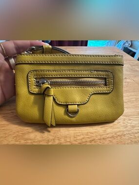 Nine West Yellow Leather Wristlet Clutch - Compact Everyday Bag
